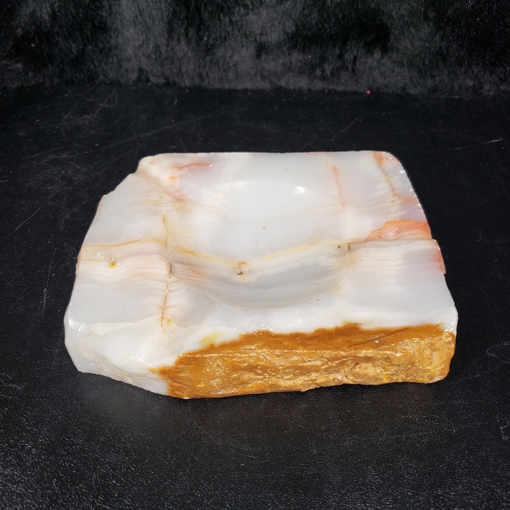 Vintage handcarved alabaster ashtray